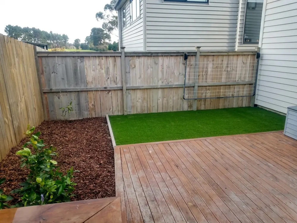 After: Artificial grass and garden bed in New Lynn, West Auckland