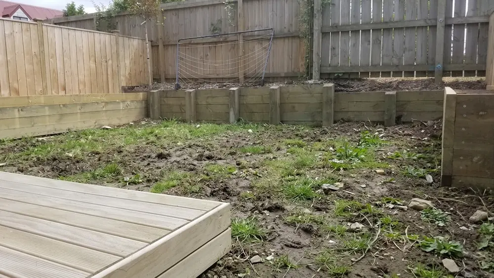 Before: Artificial grass on a levelled base in Glen Eden, West Auckland