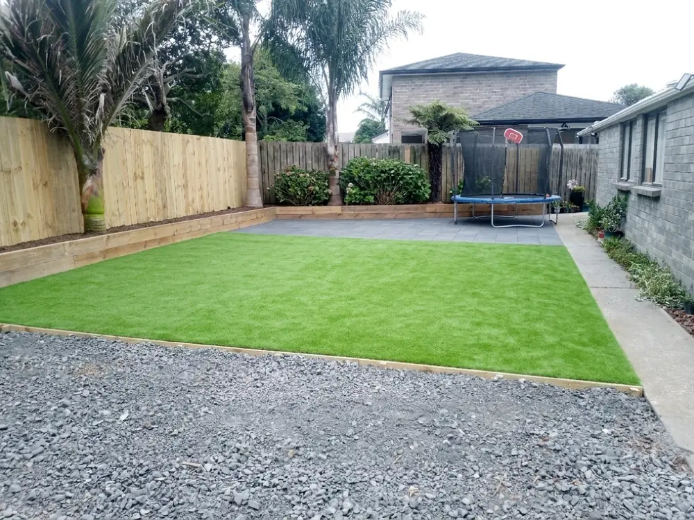 After: Backyard artificial grass installation in Henderson, West Auckland