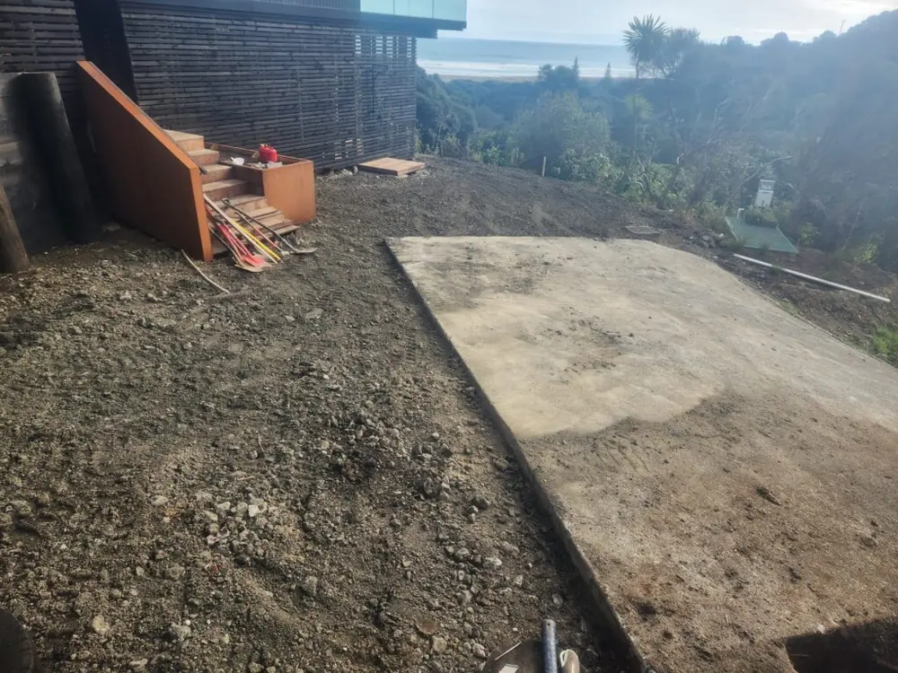 Before: Driveway excavation and grass paver installation in Piha, West Auckland