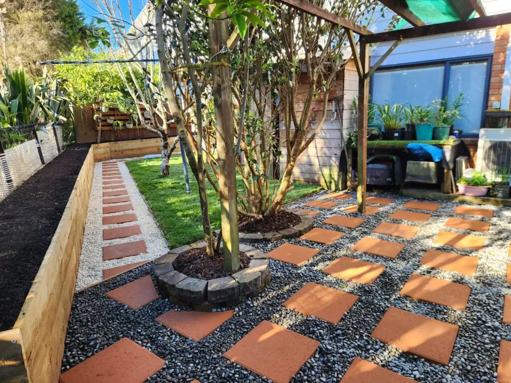 After: Paving, ready lawn and planter box in Glen Eden, West Auckland