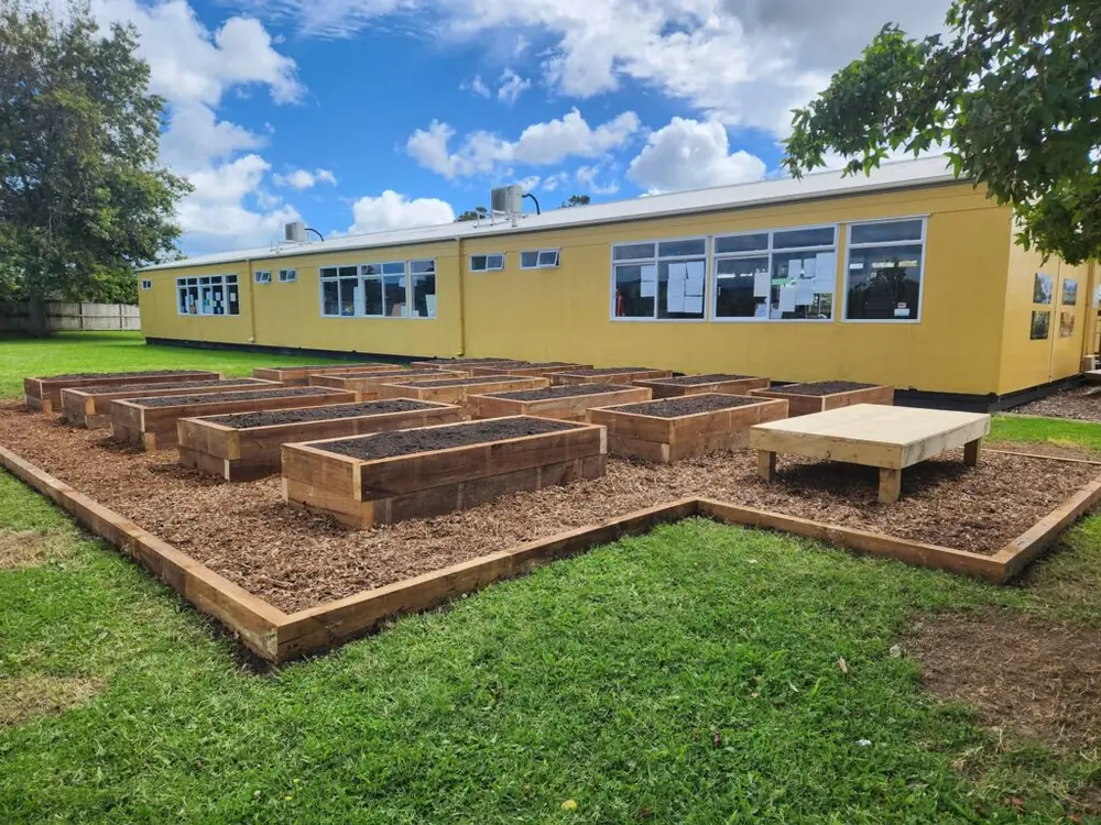 After: Raised garden beds for a school learning garden in Sunnyvale, West Auckland