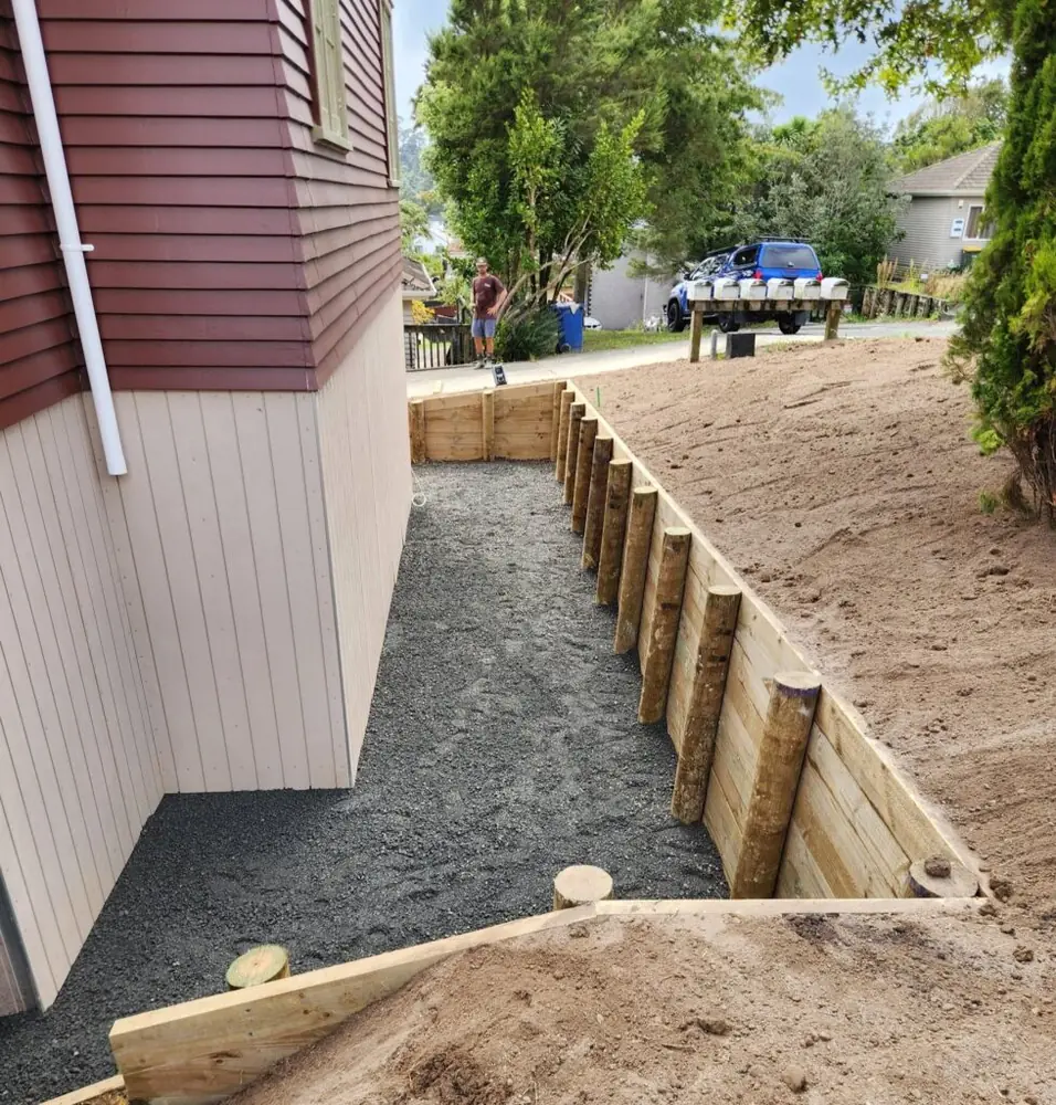 After: Retaining wall installation and excavation in Henderson, West Auckland